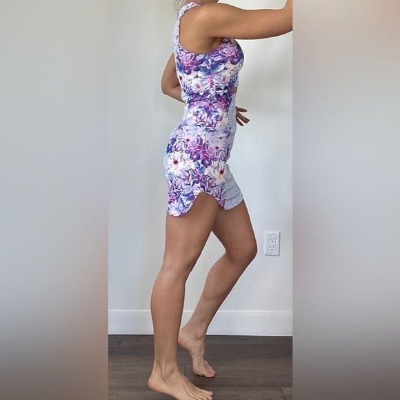 LF Rumor Boutique Floral Rose Cutout Bodycon Mini Dress Purple Size Medium - Picture 7 of 11